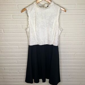 Lily Rose Ivory and Black Lace Open Back Fit & Flare Dress, women’s Size XXL
